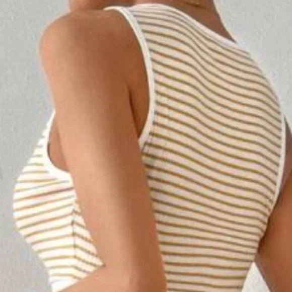 2 Piece Casual Striped Tank and Skirt Set light yellow - Picture 3 of 3